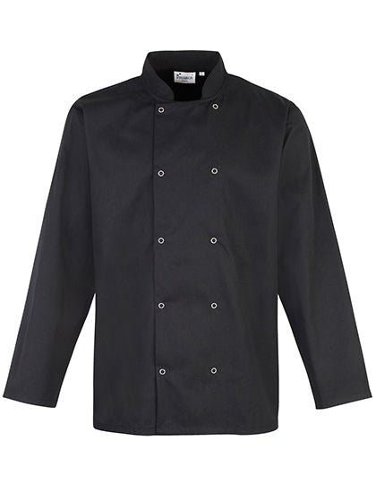 Chef´s Long Sleeve Stud Jacket in Black, Größe 5XL /52 (24)