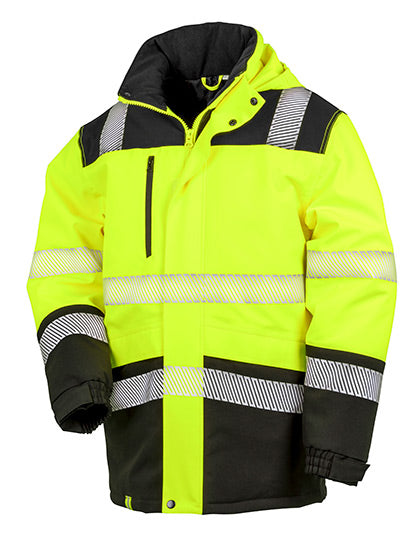 Printable Waterproof Softshell Safety Coat in Fluorescent Yellow, Größe 4XL