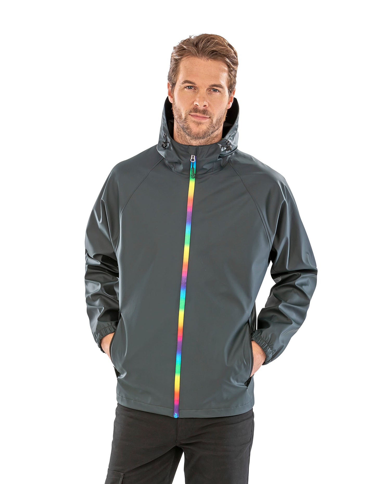 Rainbow Prism PU Waterproof Jacket With Recycled Backing