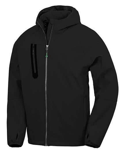 3-Layer Recycled Printable Hooded Casual Softshell Jacket in Black, Größe 4XL