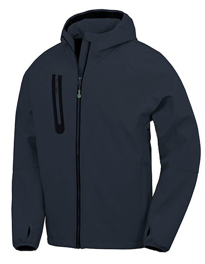 3-Layer Recycled Printable Hooded Casual Softshell Jacket in Navy, Größe 4XL