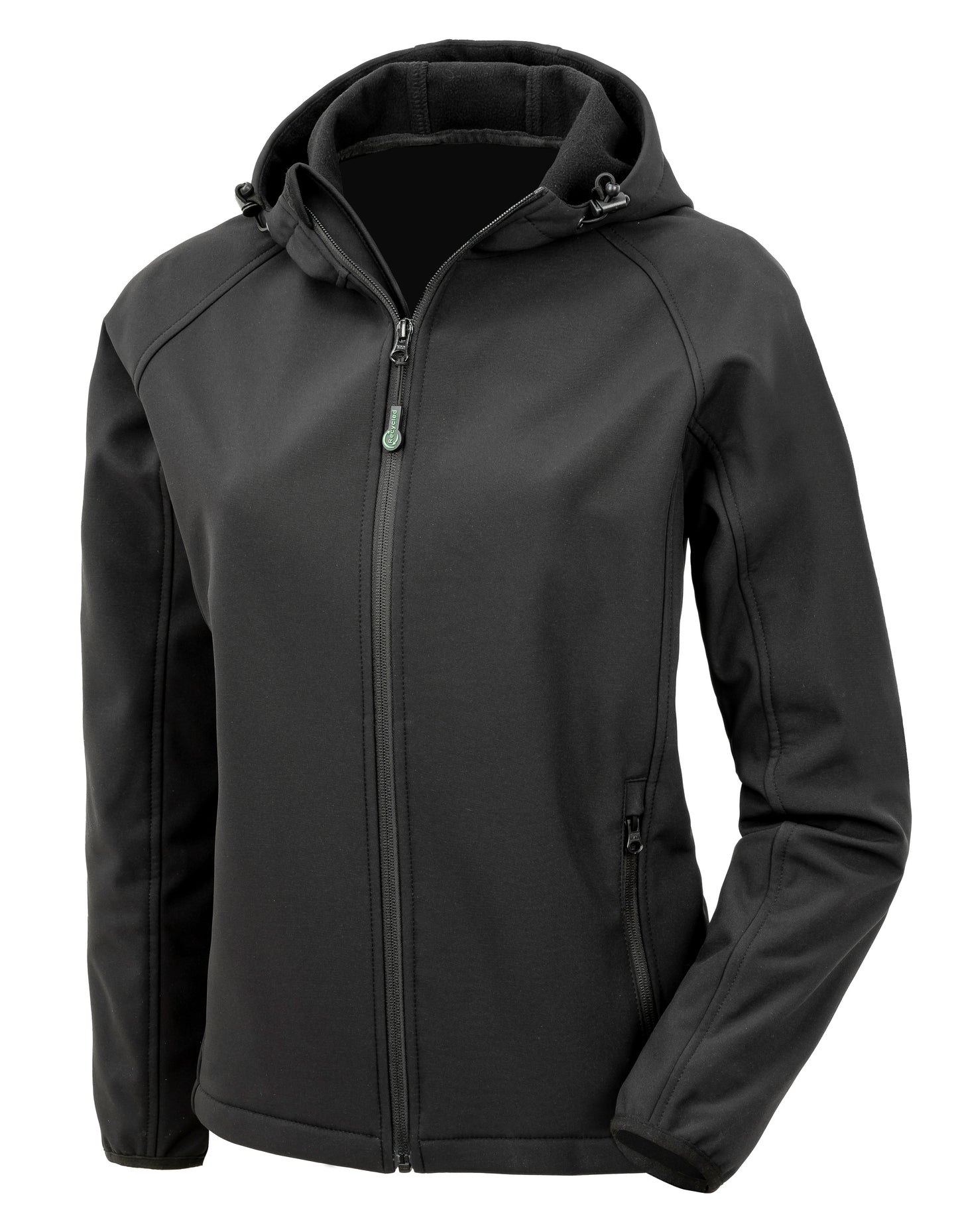 Women´s Recycled 3-Layer Printable Hooded Softshell Jacket in Black, Größe XXL