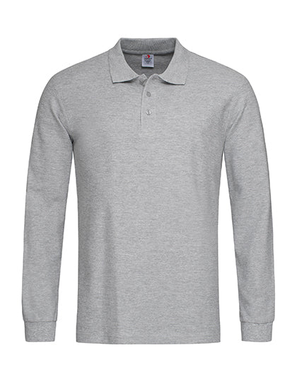 Classic Polo Long Sleeve in Grey Heather, Größe XXL