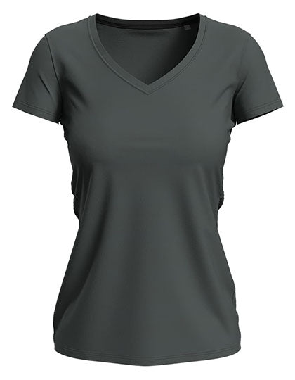 Stretch-T V-Neck Women in Slate Grey (Solid), Größe XXL