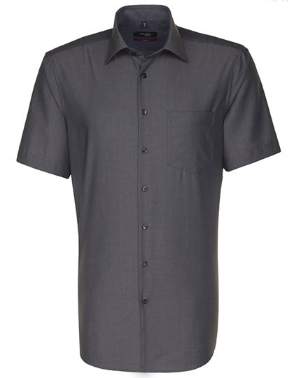 Men´s Shirt Regular Fit Short Sleeve in Anthracite, Größe 48