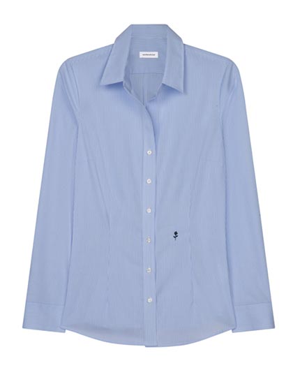 Women´s Blouse Slim Fit Check/Stripes Long Sleeve