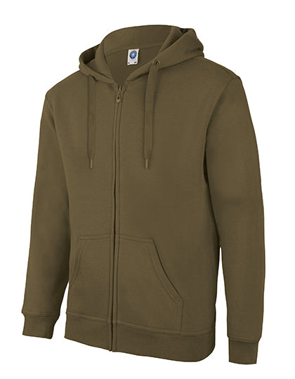 Zip Through Hooded Sweat Jacket in Khaki, Größe XXL