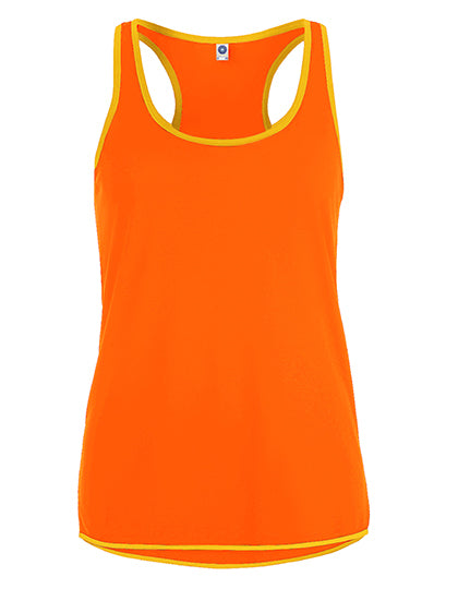 Ladies´ Contrast Sports Vest in Fluorescent Orange, Größe XL