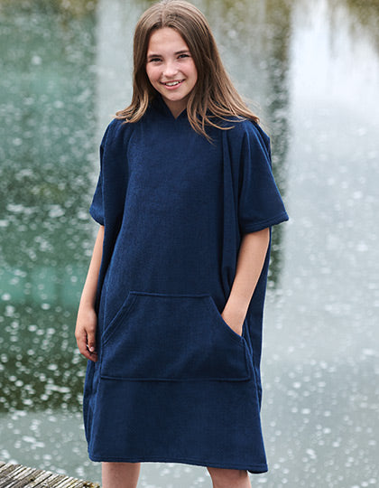 Kids´ Towelling Poncho in Navy, Größe 3/5 years