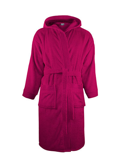 Bathrobe Hooded in Magenta, Größe XXL/3XL