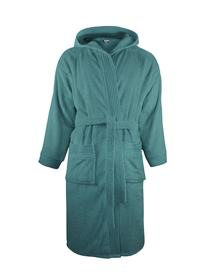 Bathrobe Hooded in Petrol, Größe XXL/3XL