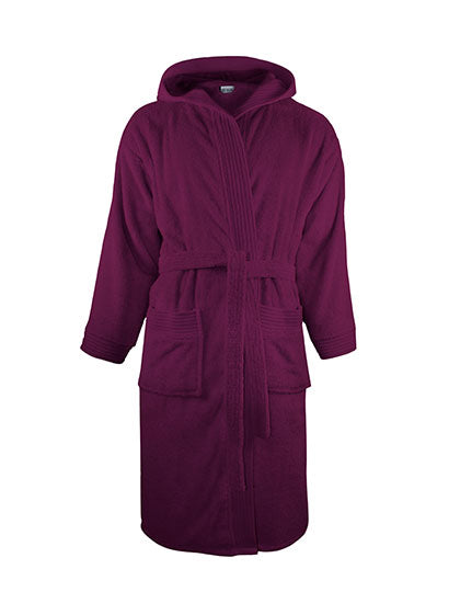 Bathrobe Hooded in Plum, Größe XXL/3XL