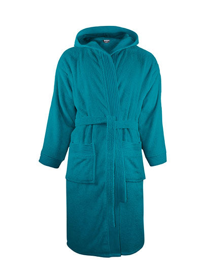 Bathrobe Hooded in Turquoise, Größe XXL/3XL
