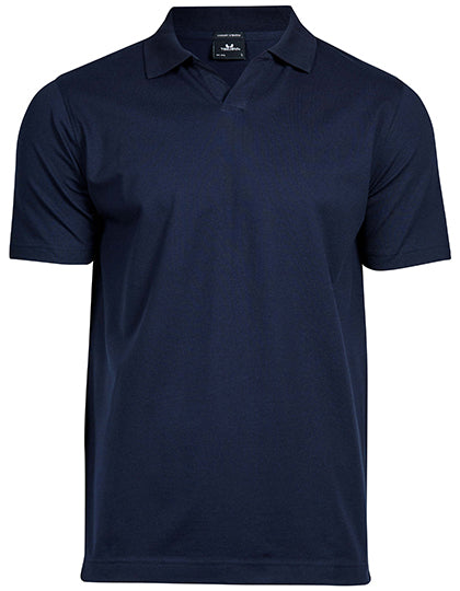 Luxury Stretch V-Neck Polo in Navy, Größe 3XL