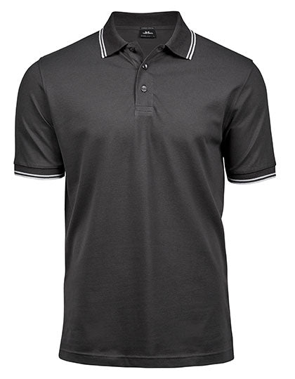 Men´s Luxury Stripe Stretch Polo in Dark Grey (Solid), Größe 3XL