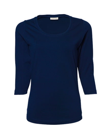 Women´s Stretch 3/4 Sleeve Tee in Navy, Größe 3XL