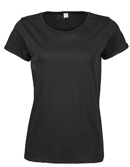 Women´s Roll-Up Tee in Black, Größe XXL