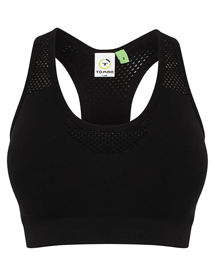 Ladies´ Seamless Crop Top in Black, Größe L