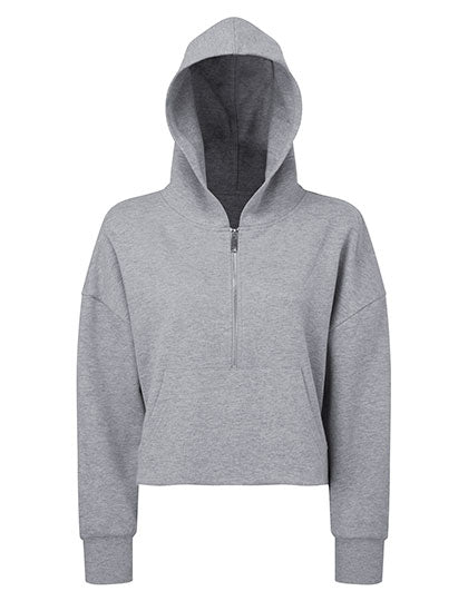 Women´s Half Zip Hoodie in Heather Grey, Größe XXL/3XL