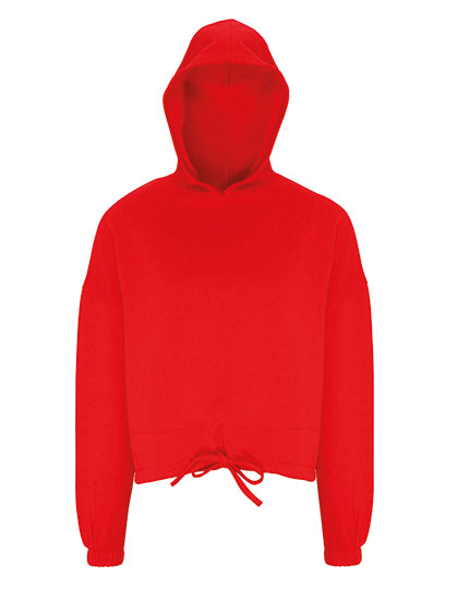 Women´s Cropped Oversize Hoodie in Fire Red, Größe XXL