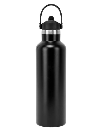 TriDri® Vacuum Sports Water Bottle With Flip Up Straw in Black, Größe One Size