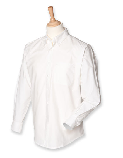 Men´s Classic Long Sleeved Oxford Shirt in White, Größe 4XL (54)