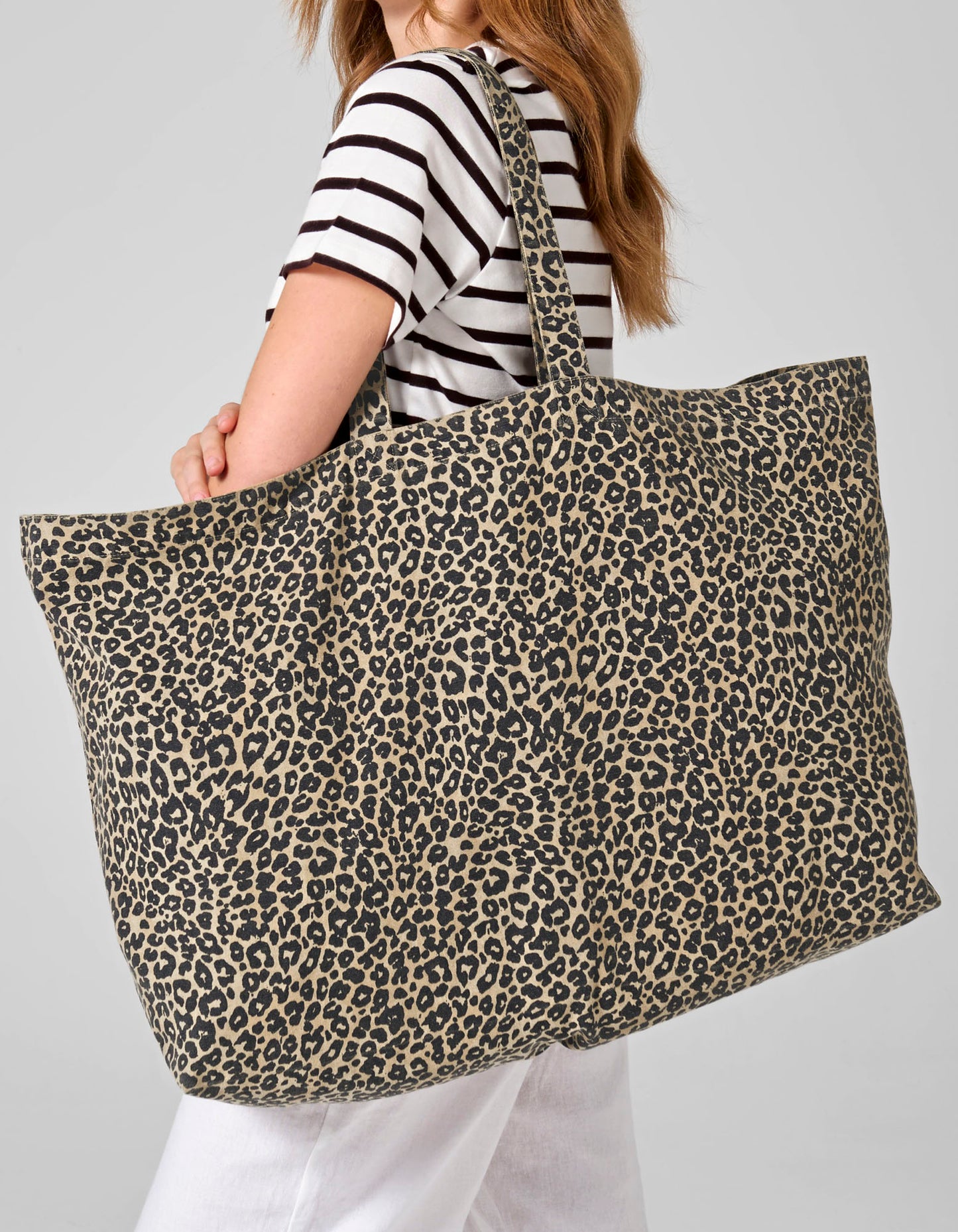 Leopard Print Canvas Oversized Tote Bag