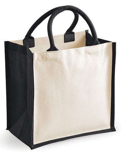 Printers Midi Jute Bag in Black, Größe 30 x 30 x 19 cm