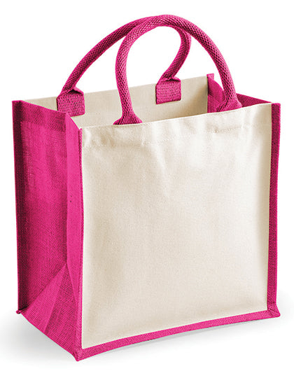 Printers Midi Jute Bag in Fuchsia, Größe 30 x 30 x 19 cm