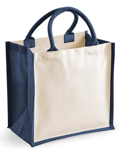 Printers Midi Jute Bag in Navy, Größe 30 x 30 x 19 cm