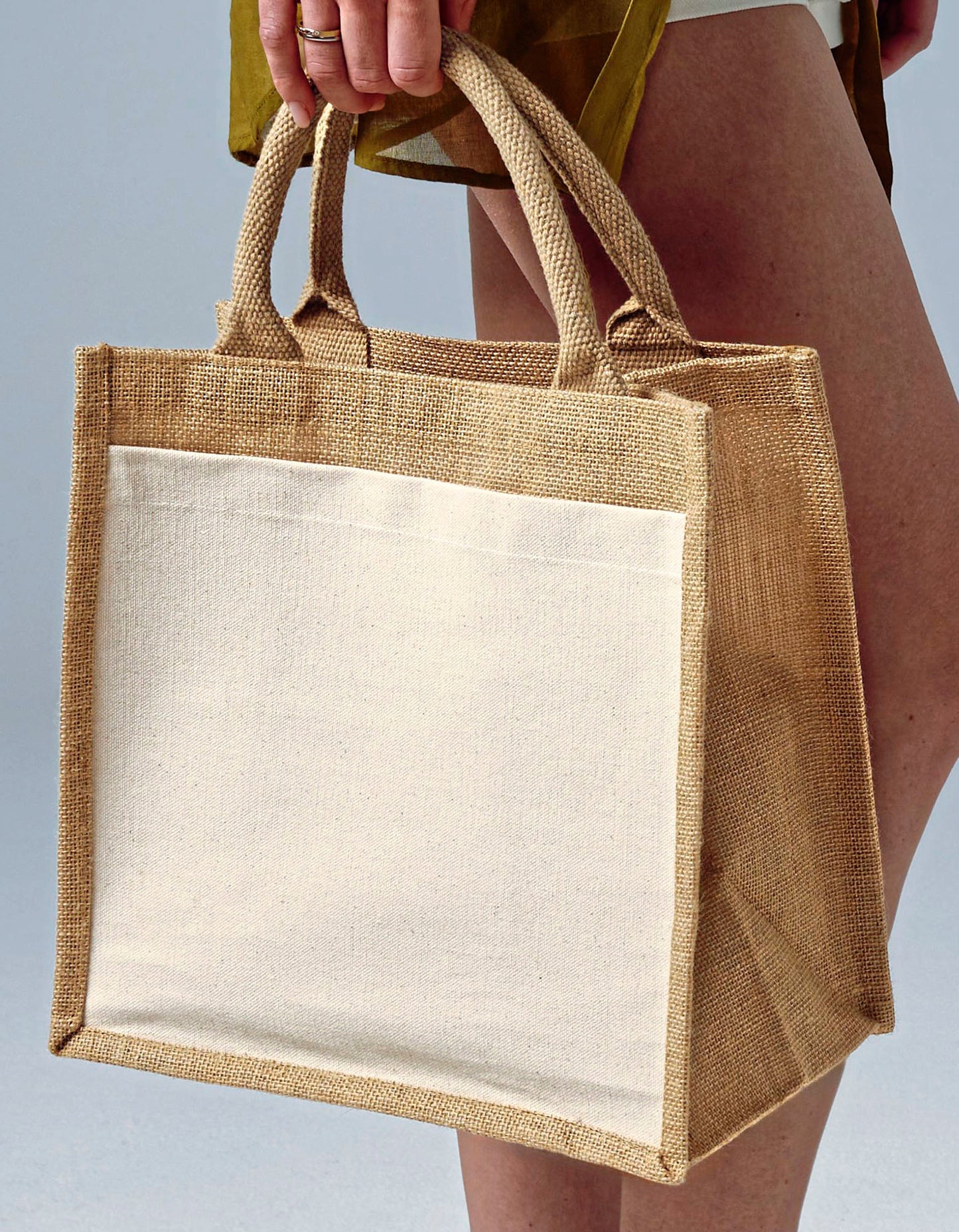 Cotton Pocket Jute Midi Bag