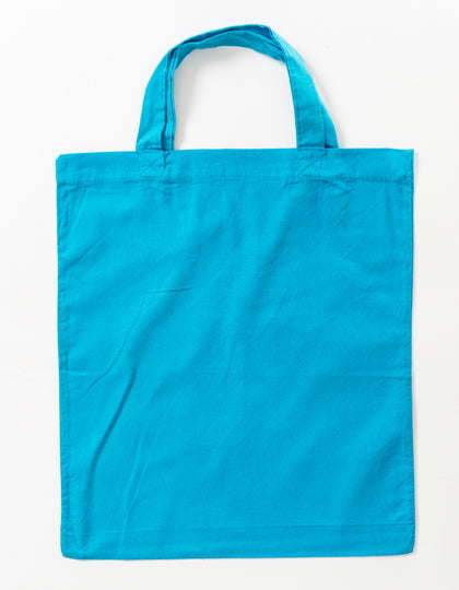Cotton Bag Colored Short Handles in Light Blue (ca. Pantone 306U-HKS 47), Größe approx. 38 x 42 cm