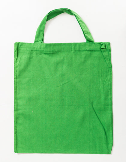 Cotton Bag Colored Short Handles in Light Green (ca. Pantone 355U-HKS 64), Größe approx. 38 x 42 cm