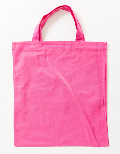 Cotton Bag Colored Short Handles in Pink (ca. Pantone 219U-HKS 26-27), Größe approx. 38 x 42 cm
