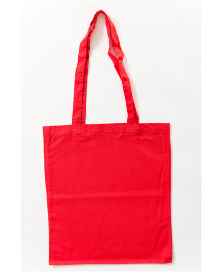 Cotton Bag Colored Long Handles in Red (ca. Pantone 032U-HKS 13-14), Größe approx. 38 x 42 cm