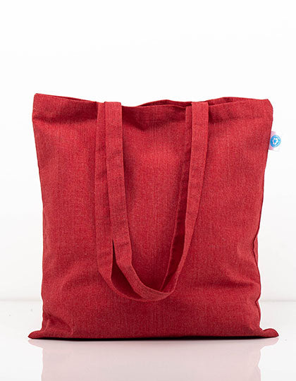 Recycled Cotton Bag Long Handles in Red (ca. Pantone 200C), Größe approx. 38 x 42 cm