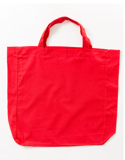 Cotton Bag Side Fold Short Handles in Red (ca. Pantone 032U-HKS 13-14), Größe approx. 38 x 42 x 10 cm