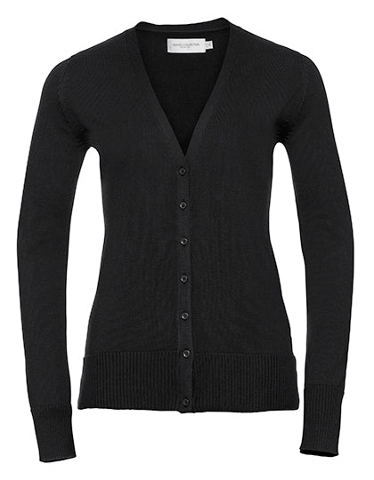 Ladies´ V-Neck Knitted Cardigan in Black, Größe 4XL