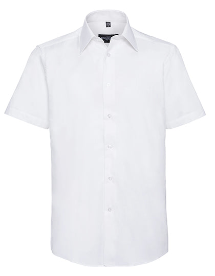 Men´s Short Sleeve Easy Care Tailored Oxford Shirt in White, Größe 4XL (49/50)