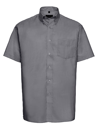 Men´s Short Sleeve Easy Care Oxford Shirt in Silver, Größe 6XL (53/54)