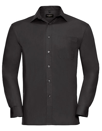 Men´s L/S Pure Cotton Easy Care Poplin Shirt in Black, Größe 4XL (49/50)