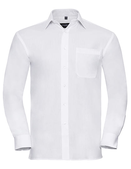 Men´s L/S Pure Cotton Easy Care Poplin Shirt in White, Größe 4XL (49/50)