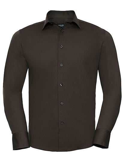 Men´s L/S Easy Care Fitted Shirt in Chocolate, Größe 4XL (49/50)