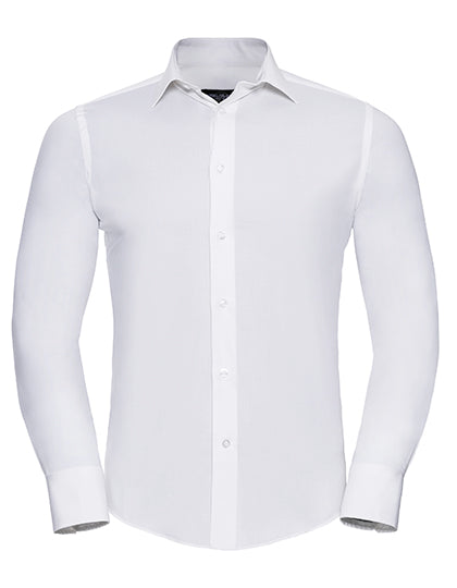 Men´s L/S Easy Care Fitted Shirt in White, Größe 4XL (49/50)