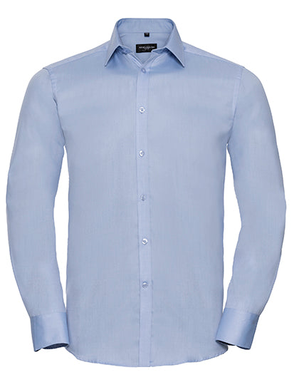Men´s L/S Herringbone Shirt in Light Blue, Größe 4XL (49/50)