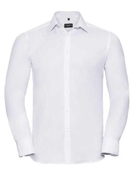 Men´s L/S Herringbone Shirt in White, Größe 4XL (49/50)