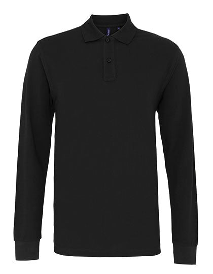 Men´s Classic Fit Long Sleeved Polo in Black, Größe 5XL