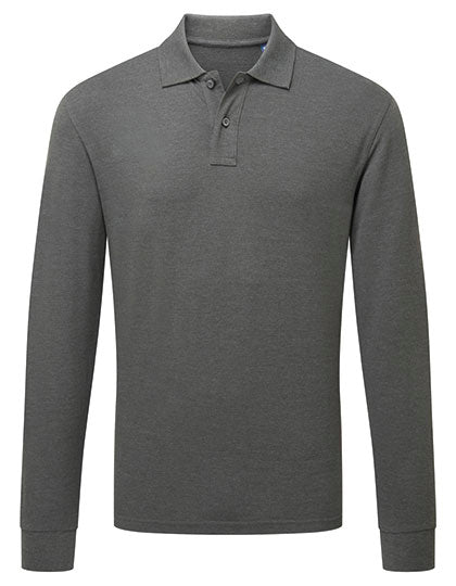 Men´s Classic Fit Long Sleeved Polo in Charcoal, Größe 5XL