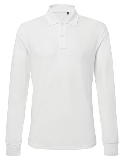 Men´s Classic Fit Long Sleeved Polo in White, Größe 5XL
