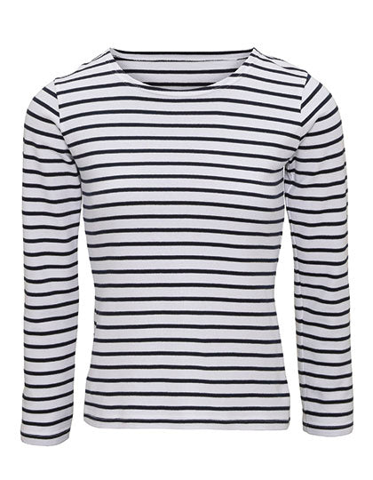 Women´s Marinière Coastal Long Sleeve Tee in White-Navy, Größe XL